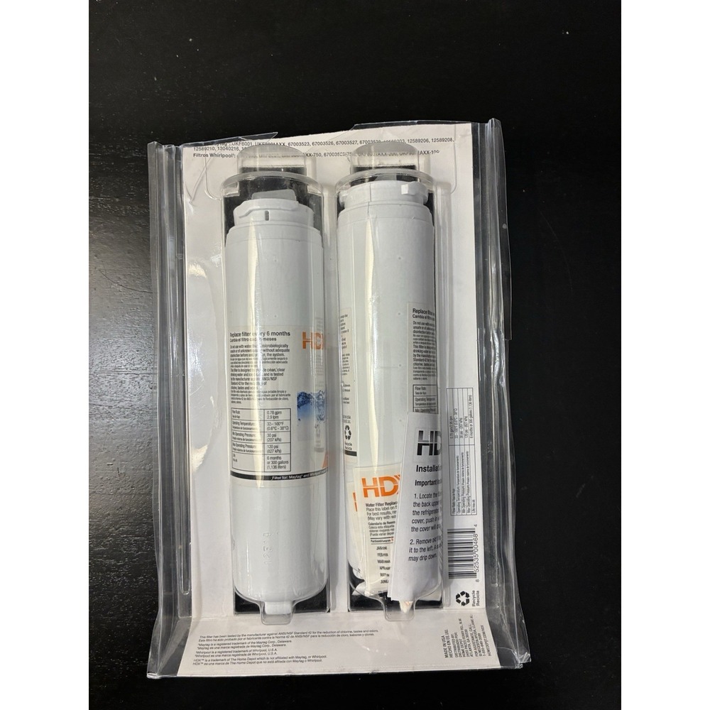 HDX Refrigerator Water Filter 2-Pack FMW-2 Compatible with Whirlpool Maytag